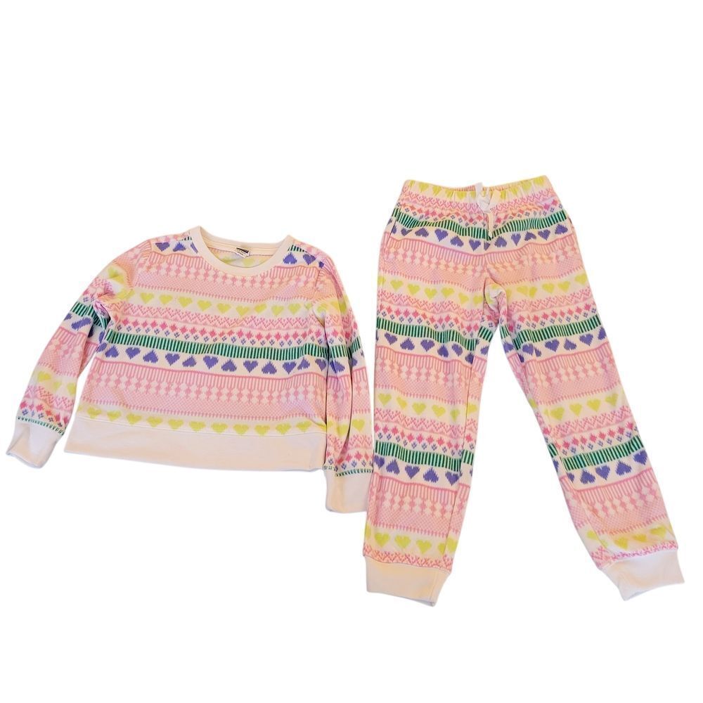 Old Navy Kids Pajama Set with Pink, Yellow, and Blue Patterns
